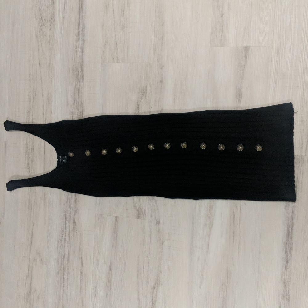 Black Knit Forever 21 Dress w Buttons - Size Small